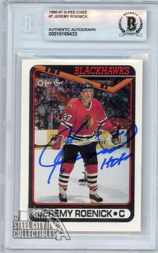 Jeremy Roenick 1990-91 O-Pee-Chee "HOF" Autograph Rookie Card #7 BAS - Image 1 of 1