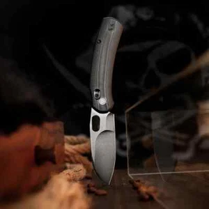 TRIVISA Lamb Folding Knife 3" Black Bohler N690 Steel Blade Black G10 Handle - Picture 1 of 7