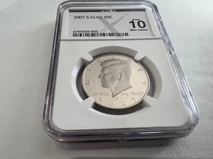 2007-S CLAD KENNEDY HALF DOLLAR  NGC PF70 ULTRA CAMEO (PROOF 10) "TOP POP" - Picture 1 of 4