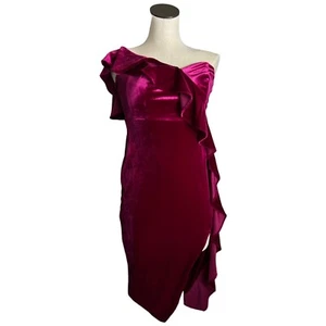Aidan Mattox Womens Size 2 Dress Velvet Magenta Cocktail and Party Nwot - Picture 1 of 17