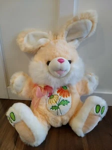 Vintage Tb Trading Easter Bunny Rabbit Plush Hoppy Hopster Floppy Floral Peach - Picture 1 of 7