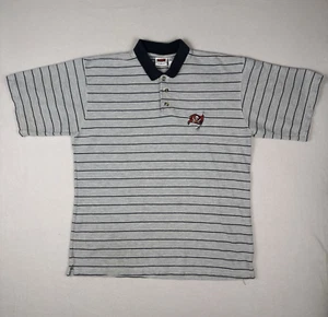 Tampa Bay Buccaneers Shirt Mens Polo Large Gray Vintage Y2K NFL Football Stripes - Picture 1 of 9