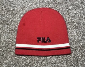 Vtg FILA Men’s Beanie Cap (5474) FILA CLASSIC LOGO Red Multicolor STRIPED o/s - Picture 1 of 13