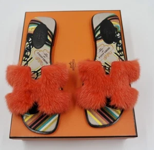 HERMÉS SANDALEN ORAN NERZ IN ORANGE  - Bild 1 von 5