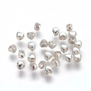 Spacer Beads Small Heart Silver Gold Tibetan Small Size 3.5mm x 4mm 100pcs - Picture 1 of 8