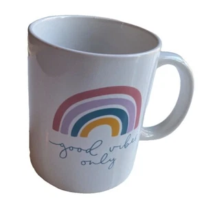 Beautiful! Good Vibes Only Rainbow Ceramic Coffee Mug Multicolor Inspirational - Picture 1 of 3
