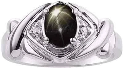 Lab created Women's Black Star Sapphire Ring 925 Sterling Silver  - Image 1 of 3