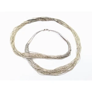 Vintage Southwestern Quoc 30 Strand Liquid Sterling Silver Necklace Q.T. Liquid - Bild 1 von 6