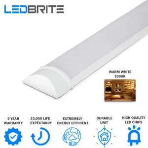 LED Batten Light Slim 3FT 30W Ceiling Fitting Low Profile 3000K 90CM LEDBRITE - Picture 1 of 7