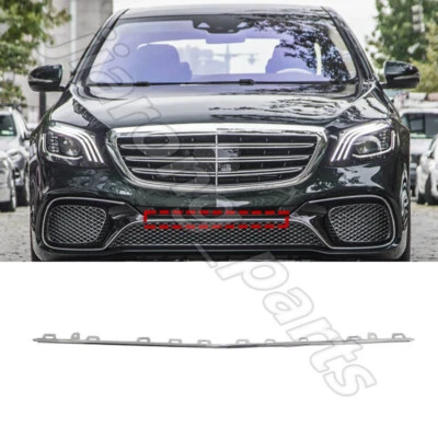 Chrome Middle Front Bumper Lower Molding Trim For Mercedes-Benz S65 AMG 2018-20 - Image 1 of 4