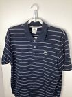 Lacoste Zip Polo Shirt Mens XL Extra Large Size 6 Blue White Striped Green Gator