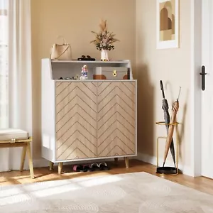 Gabinete de zapatos de 2 puertas almacenamiento de 5 niveles con estantes ajustables soporte de entrada mesa - Imagen 1 de 9