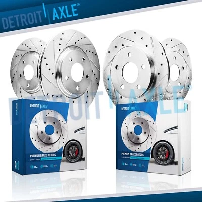 Front Rear Drilled and Slotted Disc Brake Rotors Kit for Honda Accord Acura TSX - Image 1 of 4