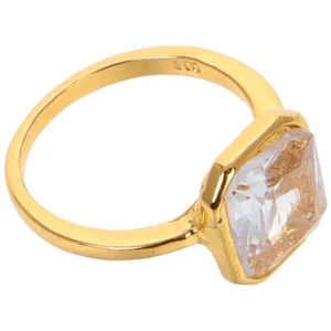Cubic Zirconia Ring Engagement Ring Square Bridal Wedding Rings Jewelry Initial - Picture 1 of 12