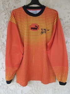 Maillot goal PUMA 90'S vintage porté n°1 orange trikot keeper shirt maglia XL