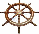 36" Brass Ring Pirate Captain Wheel Nautical Marine Wooden Steering Ship Wheel