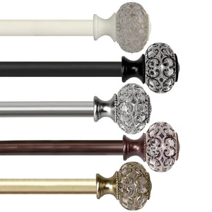 Roy 1" Curtain Rod Adjustable Drapery Rod 28-240" (5 sizes, 5 colors) - Picture 1 of 11