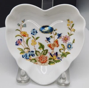 Aynsley Heart Shaped Trinket Dish 4.5" L Cottage Garden Bone China England - Picture 1 of 4