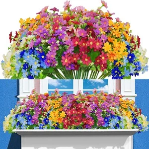 12 Bundles Artificial Fake Flowers for Outdoor DecorationUV Resistant Faux P - Picture 1 of 9