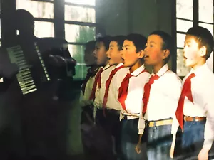 Vintage 14" x 11" (20" x 16" MATTED) 1960's Photo North Korea Boys Youth Choir - Picture 1 of 5