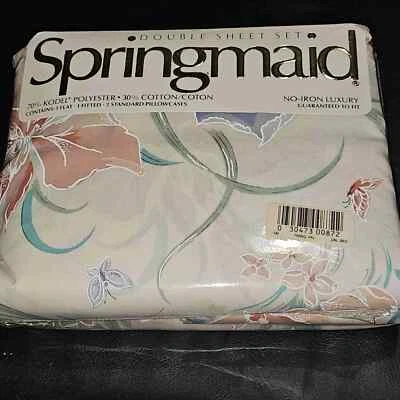 New Springmaid Vintage Floral Print Double Bed Sheet Set NOS NIP - Image 1 of 4