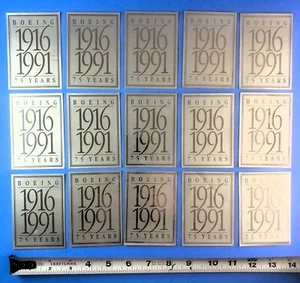 Lot of 15 - Boeing 75 Years 1916-1991 Decal - Silver Sticker - Everett Wa. - 15x - Picture 1 of 4