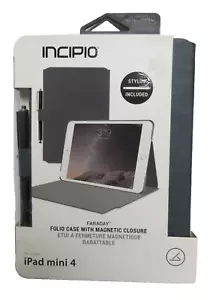 Incipio Faraday Navy Leather Case i pad mini 4 Gray Magnetic Closure W/Stylus - Picture 1 of 4