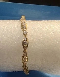 14Kt. Gelbgold Tennisarmband mit CZ's - 7. Zoll lang - 7,16 Gramm (W104) - Bild 1 von 5