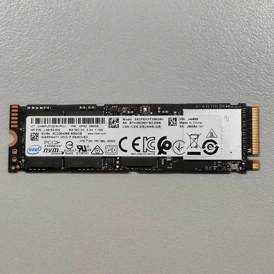 Intel SSDPEKKF256G8H 256GB M.2 2280 PCIe NVMe TLC SSD L09162-002 915929-001 - Image 1 of 4
