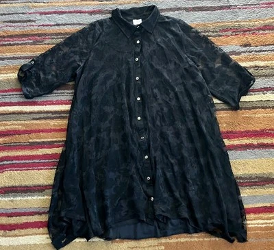 Vestido de maternidade Siren Lily feminino tamanho 1X preto floral forrado botão comprimento do joelho - Imagem 1 de 4