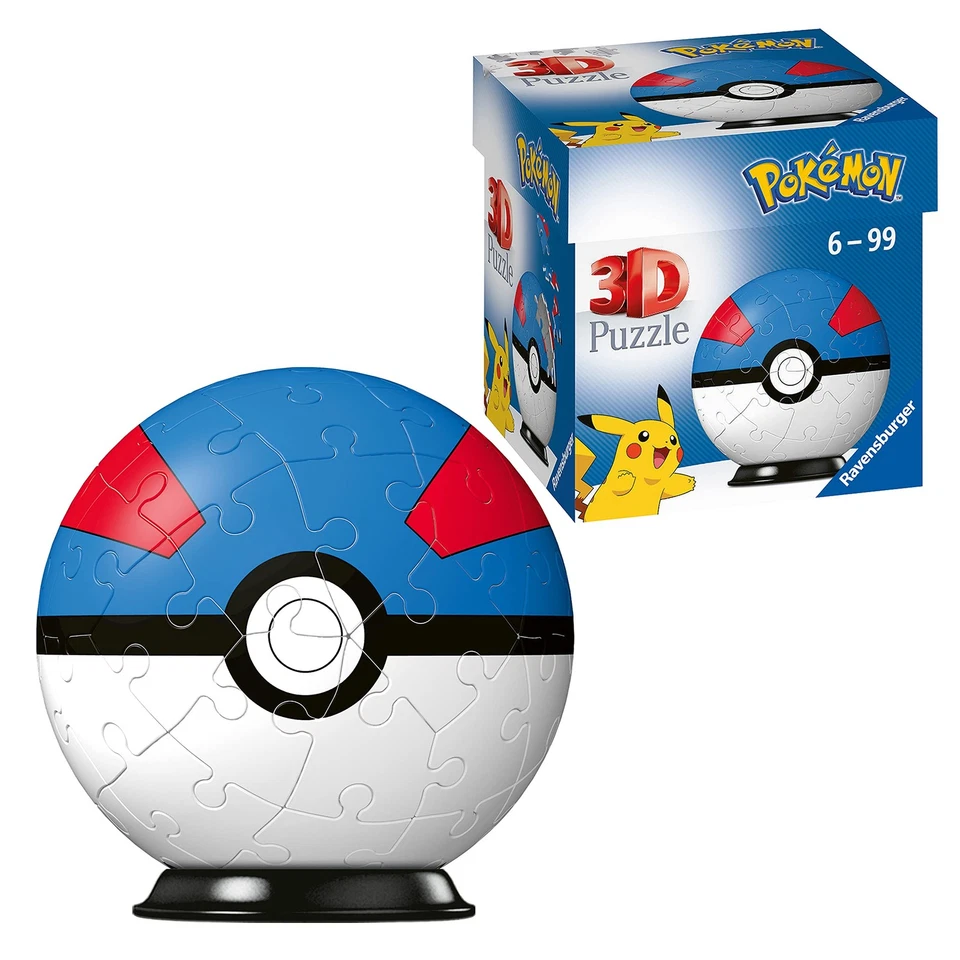 Pokémon 3d Puzzle Pokéballs Great Ball (54 Pieces) Ravensburger