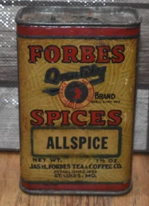 Vintage Forbes Quality Allspice 1/12 Ounce Paper Label Advertising Spice Tin - Picture 1 of 5