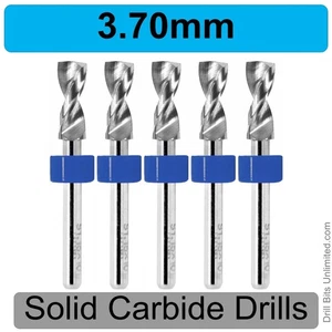3.7mm .146" Carbide Drill Bits 1/8" Shank FIVE Pieces Solid Carbide R/S - Picture 1 of 4