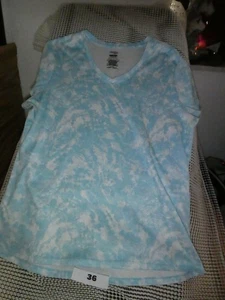Damen Danskin Now locker hellblau & weiß Kurzarm Top Größe XL (16-18) - Bild 1 von 7