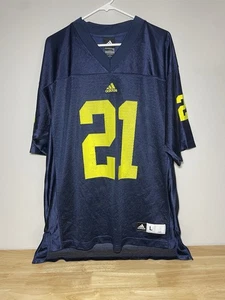 #21 Michigan Wolverines U Of M Herren Größe Large 2011 Adidas blau Fußball Trikot - Bild 1 von 20