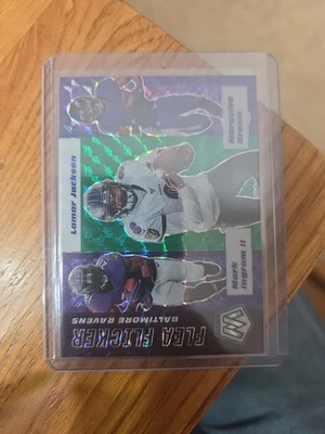 2020 Panini Mosaic - Flea Flicker Lamar Jackson, M. Brown, M. Ingram #FF2  Green - Image 1 of 2