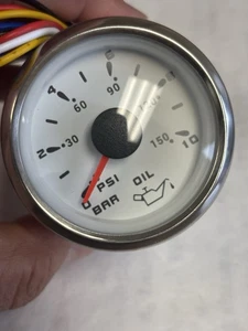 Marine / Boat Oil Pressure Gauge - White - 52mm - - Picture 1 of 6