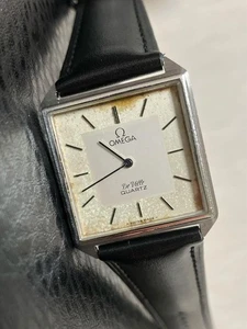 OMEGA De Ville Quartz Silver Square Men's Watch New Aftermarket Strap Vintage - Picture 1 of 24