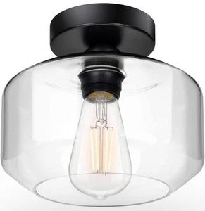 Modern Semi Flush Ceiling Light, Clear Glass Industrial Fixture for Kitchen - Bild 1 von 7