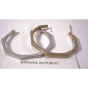 Banana Republic Women's Hexagon Mixed Metal Cuff Bracelet Set of 2 NWT 58 - Picture 1 of 9
