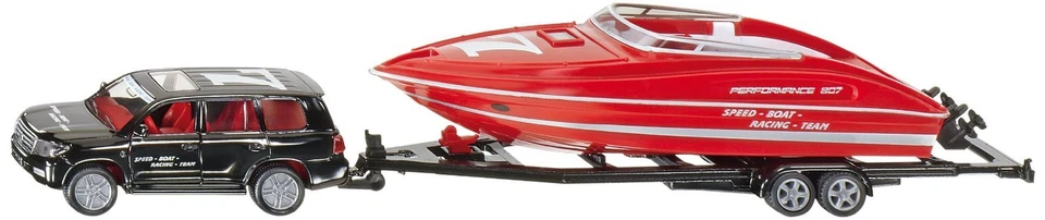 SIKU 1:55 AUTO CON RIMORCHIO TRASPORTO MOTOSCAFO ART 2543 - Immagine 1 di 1