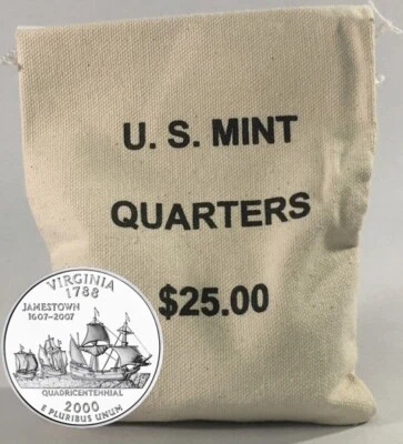 2000 D Virginia Unopened State Quarter Bag $25 (100 Coin) US Mint "BU"! - Image 1 of 4