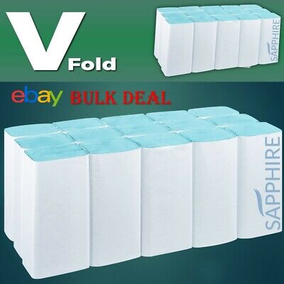 3600 Blue Paper Hand Towels V Fold Tissues InterFold Premium Quality Single Ply • 5.99£