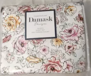 Charter Club Damask Designs 550 TC Floral Poppy set QUEEN. - Picture 1 of 5
