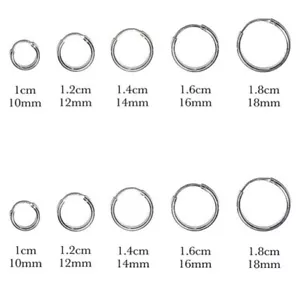 Orecchini Cerchio Sleeper Argento Sterling 925 1,5 mm Spessi 10 12 14 16 Diametro 18 mm - Foto 1 di 5