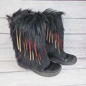 Condition Issues Pajar Women’s Tassel Fur Boots Black Size 41 Genuine Quality - Picture 1 of 24