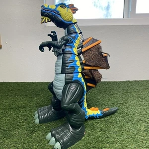 2005 Mattel MEGA T-Rex Dinosaur Spinosaurus Fisher Price Roaring Blue Yellow - Picture 1 of 8
