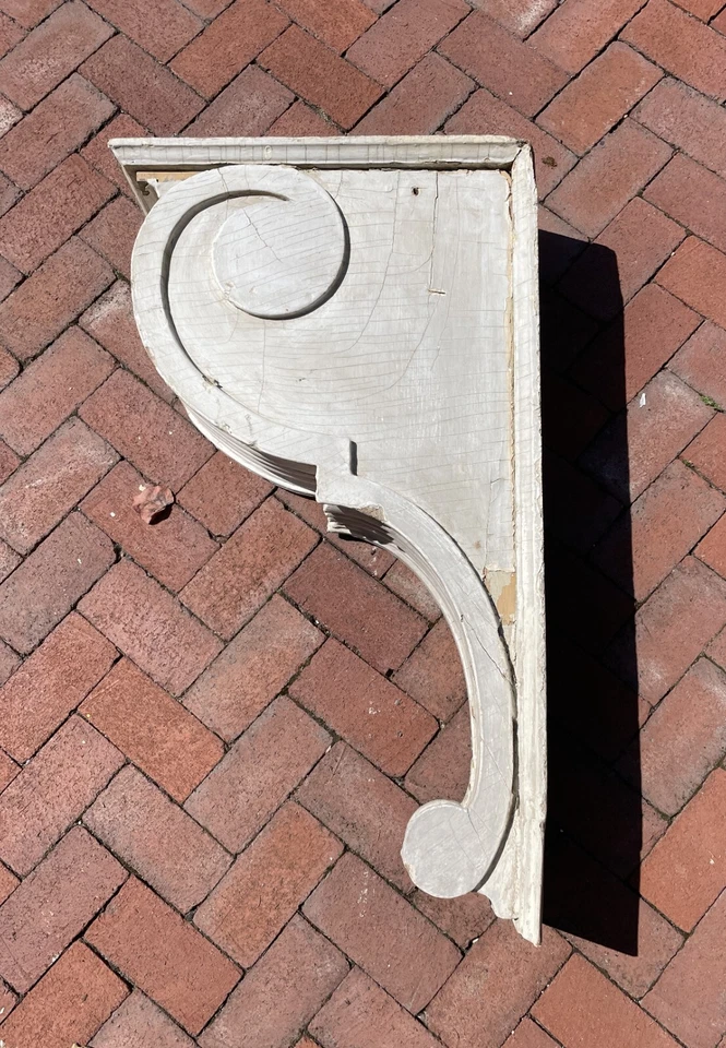 OUTSTANDING Massive Antique Wood CORBEL  in original Paint 40x22x8 Arch. Salvage - Image 1 of 4
