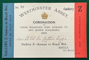 Antique Royal Coronation Ticket King Edward VII Provenance Lord Stamfordham - Picture 1 of 3