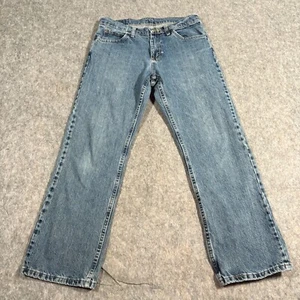 Jeans uomo Wrangler taglia 30 x 30 blu denim lavaggio medio pantaloni gamba dritta - Foto 1 di 7